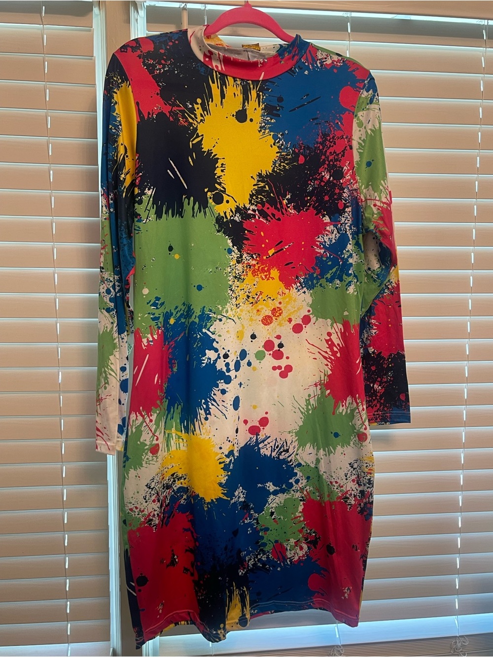 Color Splash Long Sleeve Shift Dress